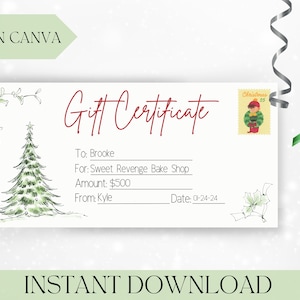 Chèque-cadeau de Noël imprimable Modèle de billet Carte-cadeau Coupon Bon cadeau surprise, billet téléchargeable Babysitting Noël
