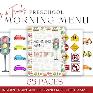 Preschool Busy Book Printable, Toddler Learning Binder Quiet Book Toddler Montessori Learning Homeschool Morning Menu for Boys Kids Workbook