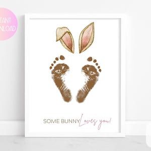 Printable Easter Handprint Craft, DIY Easter Art, Toddler Activity, Baby&#39;s First Easter Footprint Keepsake, Preschool Easter Printable Craft