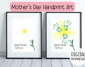 Handprint Art for Mother's Day Keepsake for Mom Craft Idea Printable Hand Craft for Kids Art Printable Keepsake Baby Handprint