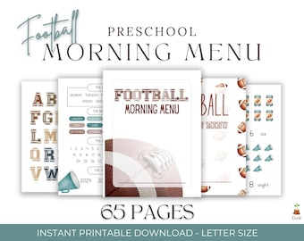 Printable Football Activity Preschool Busy Book Toddler Learning Binder Quiet Toddler Montessori Learning Homeschool Morning Menu Workbook