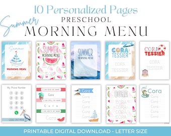 Preschool Summer Busy Book Printable Toddler Learning Binder Quiet Book Montessori Learning Homeschool Kids Summer Morning Menu Activities