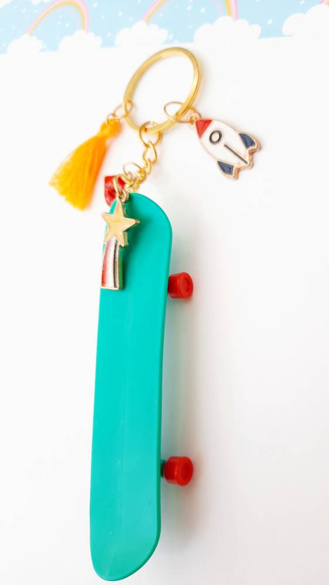 Skateboard Novelty Keyring Keychain Cool Hip Kids Etsy