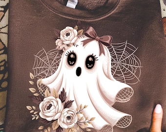 Floral Ghost Png,Cute Ghost Sublimation,Halloween Floral PNG,Vintage Ghost PNG,Aesthetic Ghost PNG,Boho Ghost Sublimation,Ghost Coquette Png
