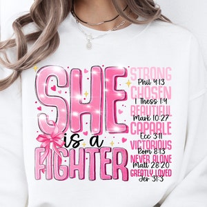 Breast Cancer She Is Fighter Png, Jesus Breast Cancer Awareness Shirt Design, Breast Cancer Png, Pink Ribbon, Breast Cancer Bible Png Design