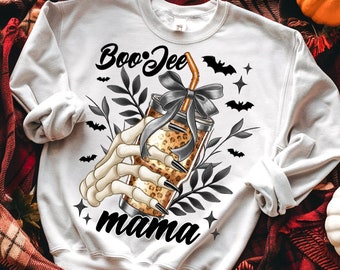 Halloween Boo Jee Mama Png, Bougie Png, Gift For Her, Halloween Skull Skeleton,Halloween Coquette Bow Png,Halloween Mom Png,Sublimate Design