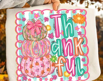 Thankful PNG,Fall Sublimation Design,Thanksgiving PNG,Pink Fall Design,Autumn Sublimation PNG,Gratitude Png,Cozy Fall Png,Pastel Pumpkin Png