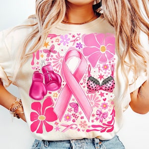 Breast Cancer Floral Pink Ribbon PNG, Breast Cancer Awareness Png, Retro Breast Cancer Png, Pink Ribbon png, Cancer PNG Shirt Sublimation