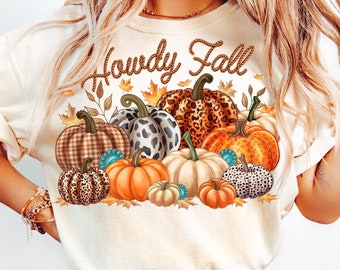 Howdy Fall Western Pumpkin Png Sublimation, Fall Cowhide Pumpkin, Fall Png, Western Pumpkin Png, Coquette Bow Pumpkin, Fall T-shirt Design
