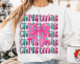 Merry Christmas Coquette bow Png, Christmas girly png, pink christmas png, glitter pink coquette bow png, Cozy Season png, Trendin png