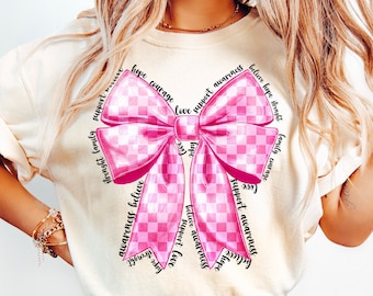 Pink Bow Breast Cancer Png, Breast Cancer Awareness png, Together We Fight We Win Bow Coquette Png, Breast Cancer Png, Pink Ribbon Png