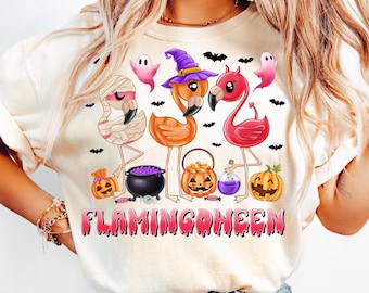 Halloween Flamingo PNG, Flamingoween png, Happy Halloween png, Retro Spooky Season png, Ghost Sweatshirt, Flamingo Halloween, Trending png