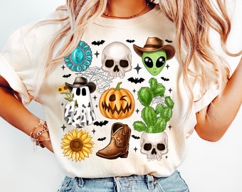 Western Halloween Skull Png, Pumpkin Png, Retro Halloween png, Spooky Cowboy Png, Western Pumpkin Png, Digital Download,Sublimate Download