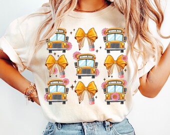 School Bus Coquette png, Back to School Coquette Bow PNG Digital Design Download,School bus Png,Books png,Girl school png,Pencil png designs