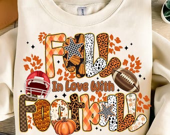 Fall Football PNG,In Love With Football Design,Autumn Football Sublimation,Cute Fall Football PNG,Pumpkin Football Png,Football Season PNG