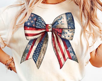Retro American Coquette Bow PNG,Vintage Patriotic Sublimation,4th of July Bow Design,Patchwork USA Bow PNG,Rustic America Sublimation