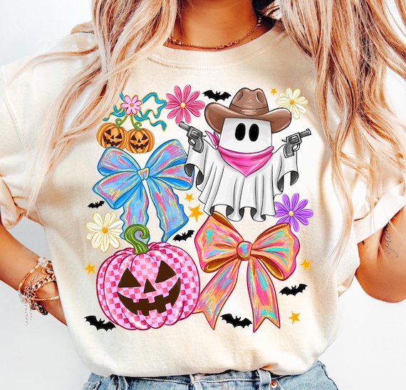 Cowboy Ghost Coquette Png,Halloween Western Png,Cute Ghost Sublimation,Pink Halloween PNG,Spooky Cute Png,Cowgirl Halloween Coquette
