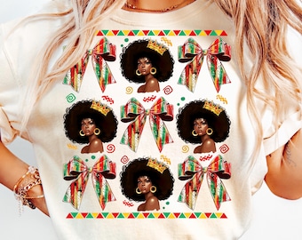 Afro Woman coquette bow Png, Black History Png,Black History Month Sublimation Png,African American Png,Juneteenth Png,Coquette brushstroke