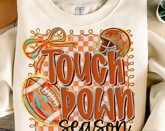 Touchdown Season PNG,Football Sublimation Design,Fall Football Design,Girly Football PNG,Game Day Sublimation PNG,Football Season Design