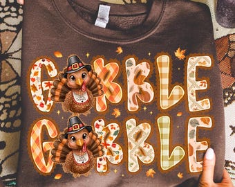 Preppy Gobble Gobble PNG,Thanksgiving Turkey Sublimation,Cute Turkey Digital Design,Give Thanks Turkey,Fall Season PNG,Autumn Harvest PNG