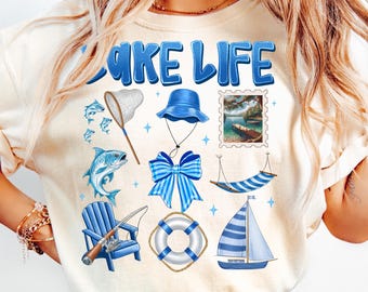 Lake Life Coquette PNG,Fishing Sublimation Design,Relaxing Lake Scene Art,Fishing Lover Gift,Fishing Design,Summer Lake Days Vacation Png