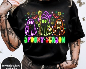 Neon Spooky Season Png, Halloween Ghost Neon png, Halloween Pumpkin Png, Spooky Season, Ghost, Neon Spooky Png, Sublimate Design