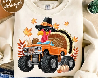 Happy Thanksgiving Monster truck png, Turkey Png, Fall Shirt For Kids, Thankful png, Funny Turkey Day, Sublimation Design, Monster truck png