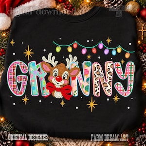 Granny Christmas PNG, Reindeer Granny PNG, Christmas Granny, Granny Holiday PNG, Reindeer Christmas, Christmas Lights Png
