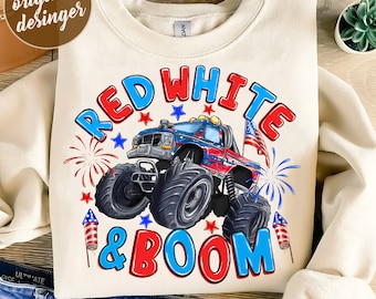 4th of July png, Monster Truck Png Sublimation Design, Patriotic Monster Truck Png, America png, Red White and Boom png, Digital Download
