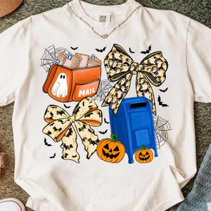 Halloween Postal Worker Design,Mail Carrier Halloween Sublimation,Cute Mailman Halloween Design,Ghost Bow PNG,Halloween Bow Sublimation bild 4