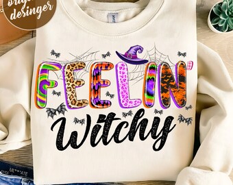 Feeling Witchy PNG, Retro Halloween Png, Spooky Vibes, Sublimation Design, Feeling Witchy Designs, Vintage Png Witchy Woman png,Trending PNG