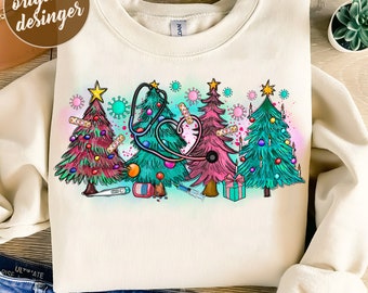 Merry Christmas Nurse Trees Png Sublimation Design, Nurse Life Clipart, Nursing Png, Nurse Png Design, Christmas Nurse Png, Digital Download