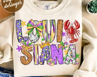 Louisiana Mardi Gras Png, Fat Tuesday, Mardi Gras Louisiana Map, Mardi Gras Png, Mardi Gras Design Shirt Png Sublimation Design Download