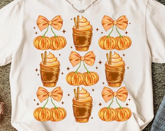 Pumpkin Spice Coquette Png,Fall Coffee Sublimation,Pumpkin Latte PNG,Autumn Aesthetic PNG,Girly Pumpkin Png,Coquette Bow Fall Design