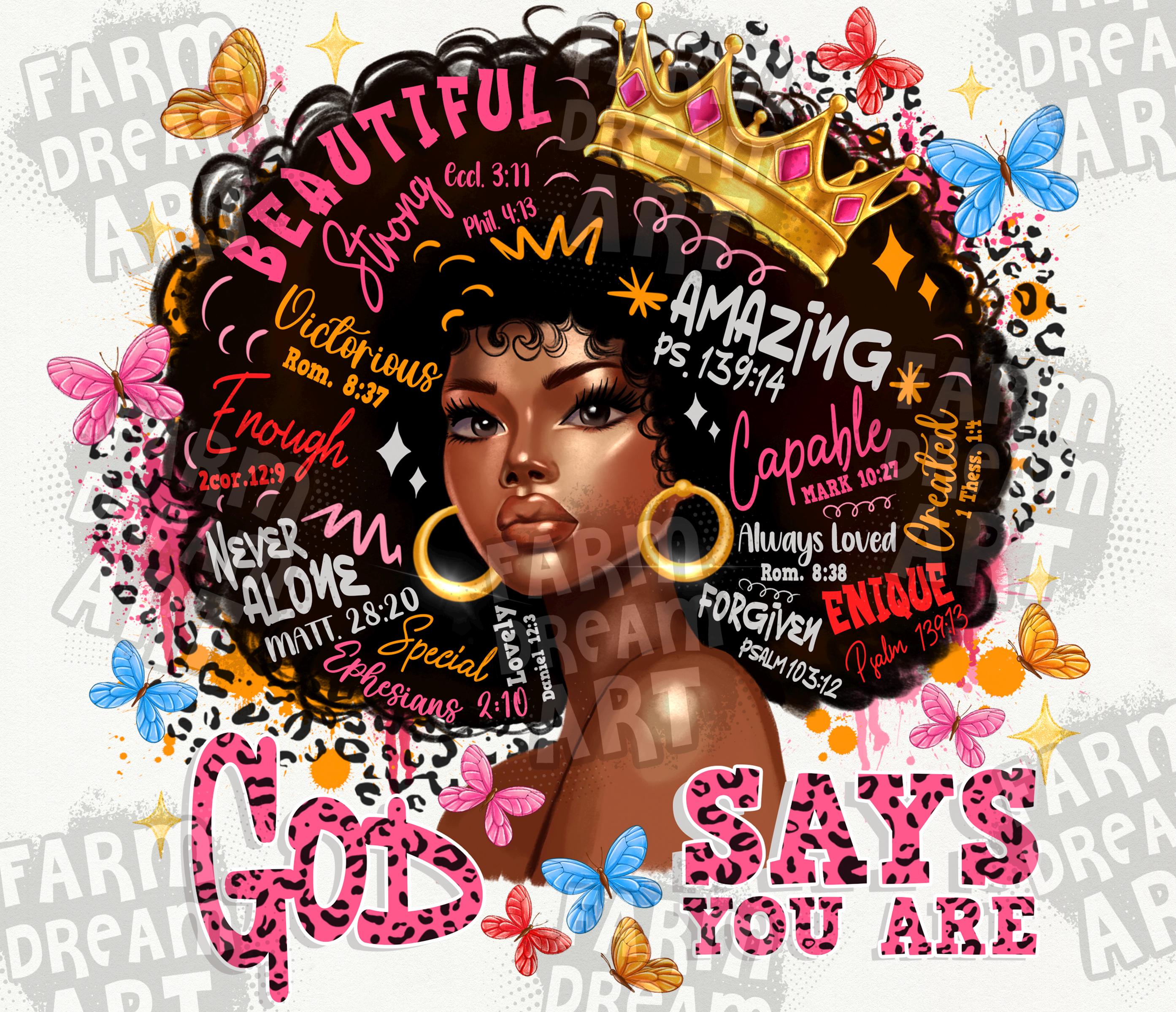 God Says You Are Png Sublimation, Black Women Png, Christian Png, Afro ...
