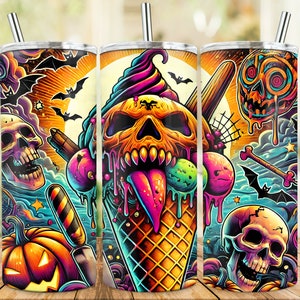 Halloween Ice Cream 20 oz Tumbler Png Sublimation Design, Halloween 20oz Skinny Tumbler PNG, Spooky Ice Cream png, Spooky Vibes, Digital PNG