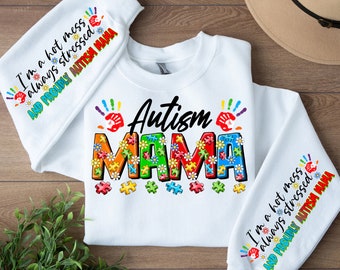 I'm a hot mess always stressed and proudly autism mama png sublimation design download, Autism Awareness png, Autism Mama png, Autism puzzle