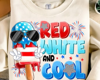Red White Cool PNG,4th of July Popsicle Design,Independence Day Sublimation,Patriotic Ice Cream Design,July 4th Shirt PNG,Summer USA Design