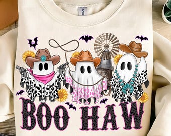 Boo Haw PNG,Cowboy Ghost PNG,Western Halloween Png,Cowgirl Ghost PNG,Halloween Sublimation Design,Spooky Cowboy Png,Halloween Western Png