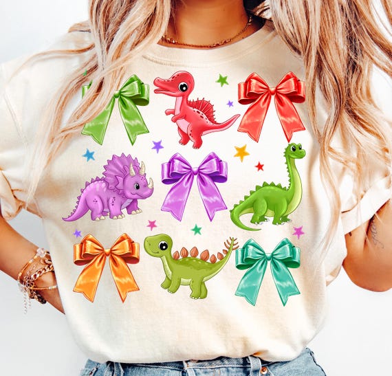 Dinosaur Coquette Bow png, Dinosaur Design Png, T-Rex Png, Kids Sublimation Gift Png, Women’s, Kids Shirt PNG, Coquette Bow png
