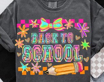 Back to School PNG,School Sublimation Design,Colorful School PNG,First Day of School PNG,Pencil and Bow Sublimation,School Coquette Bow