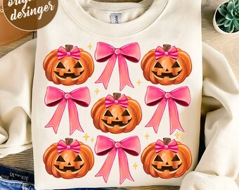 Pink Pumpkin Coquette Png, Pumpkin Png, Retro Halloween png, Halloween bow Png, Pink Pumpkin Png, Digital Download, Sublimate Download