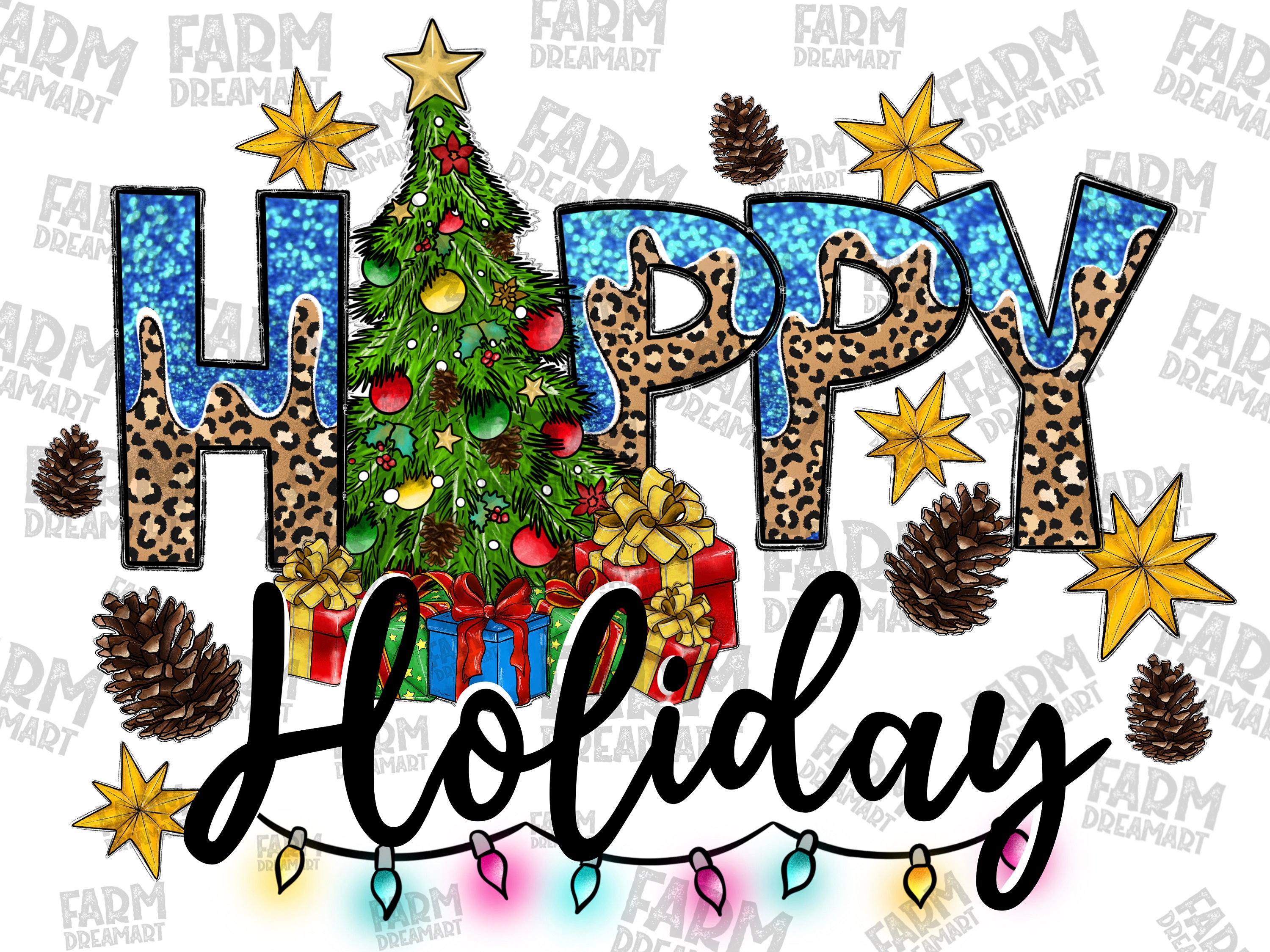 Happy Holidays Christmas Holiday Stickers PNG, Print & Cut, Stickers F –  SimplySnowDesigns