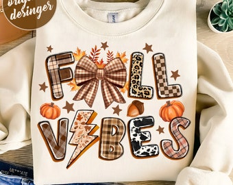 Fall Vibes Png, Fall Png, Fall Floral Png, Trendy fall design, Pumpkin png, Coquette Bow, Autumn png, Digital Art, Sublimation Designs