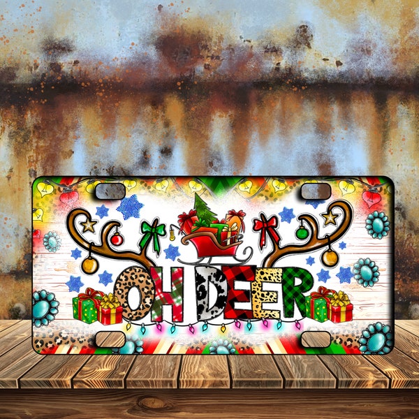 Oh Deer License Plate Png, Merry Christmas Png, Christmas PNG, Deer PNG, License Plate Png, Cowskull Png, Christmas, Sublimation Design