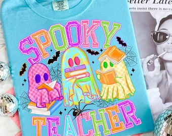 Spooky Teacher Png,Teacher Halloween Sublimation,Ghost Teacher PNG,Book Lover Ghost PNG,Halloween Sublimation PNG,Cute Ghost Png File