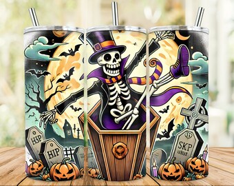 Halloween dead Skeleton Tumbler Png Sublimation Design, Halloween 20oz Skinny Tumbler PNG,skeleton Png,Halloween Clipart,Digital PNG