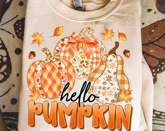 Hello Pumpkin Png,Fall Pumpkin Sublimation,Autumn Harvest Png,Preppy Pumpkin Png,Preppy Lace Pumpkin,Cute Fall Design,Pumpkin Coquette Png