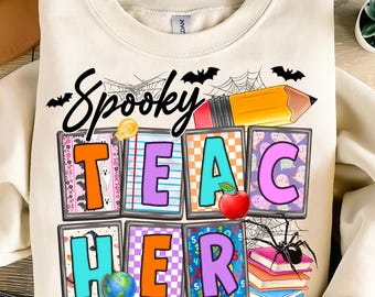 Spooky Teacher Png,Halloween Teacher Sublimation,Teacher Ghost PNG Design,Cute Halloween Teacher PNG,Back to School Halloween PNG,Spooky Png