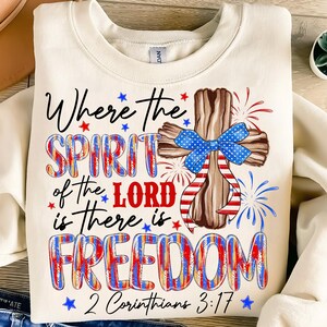 Freedom in Christ Design,Christian Sublimation PNG,Religious Independence Day,4th of July Faith,Cross with American Flag,God Bless America